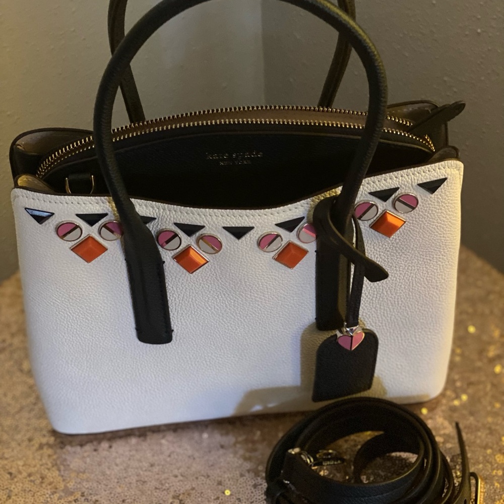 Kate Spade NWOT white, jeweled medium satchel bag